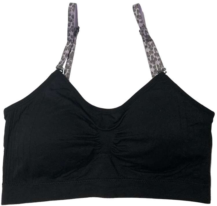 Lavander Cheetah Elastic Straps on a Scoopneck Seamless Bra